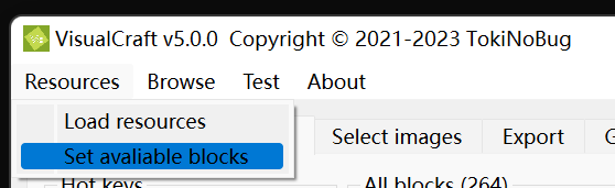 Set avaliable blocks