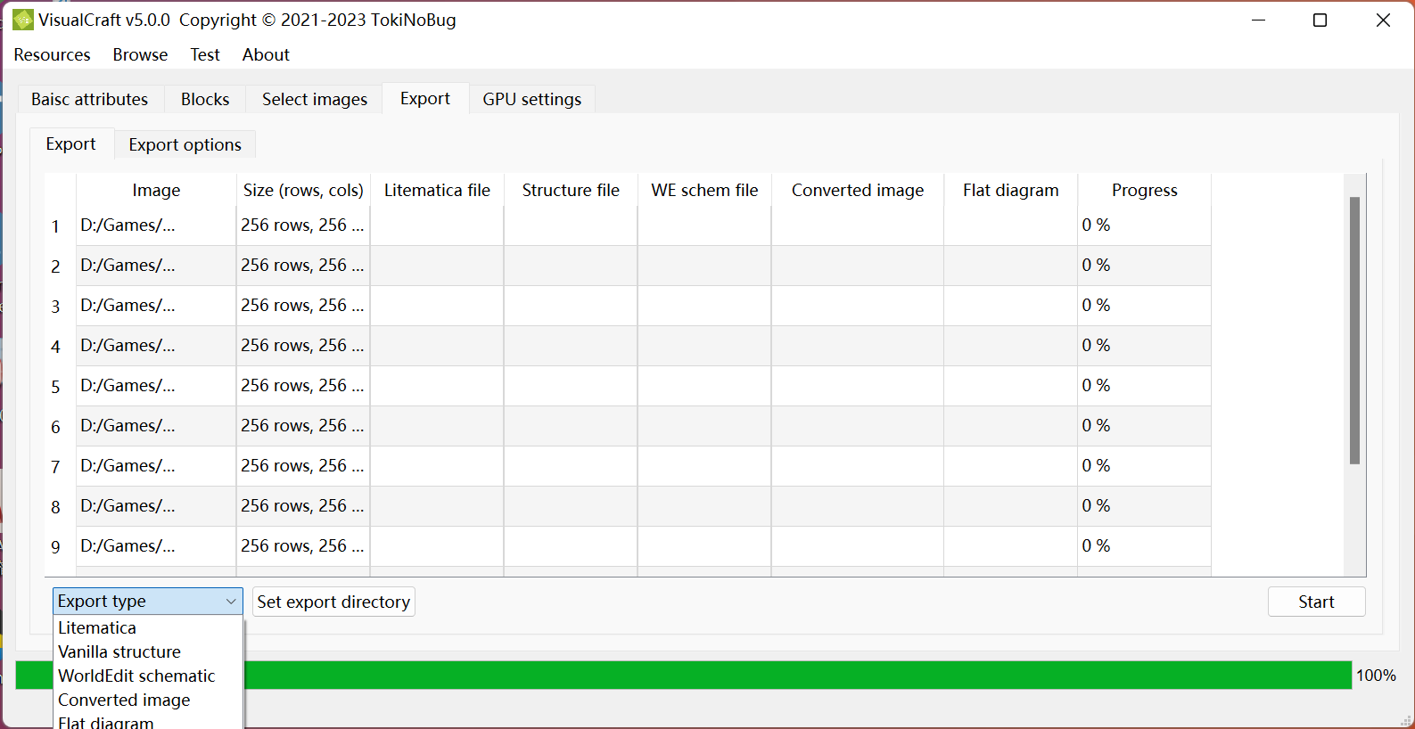Export table